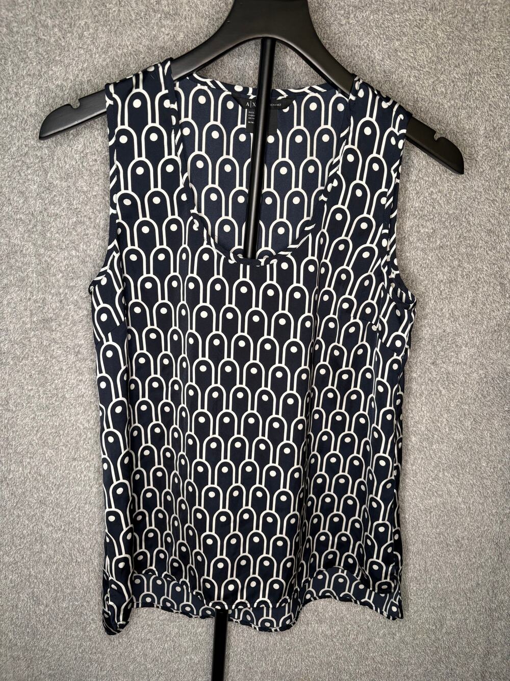 Armani Exchange M Navy Art Deco Geometric Sleeveless Top